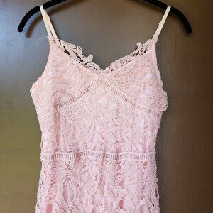NWOT Cami Trap Flower Lace Pink Midi Dress XS